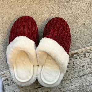Cozy Red and White Slippers